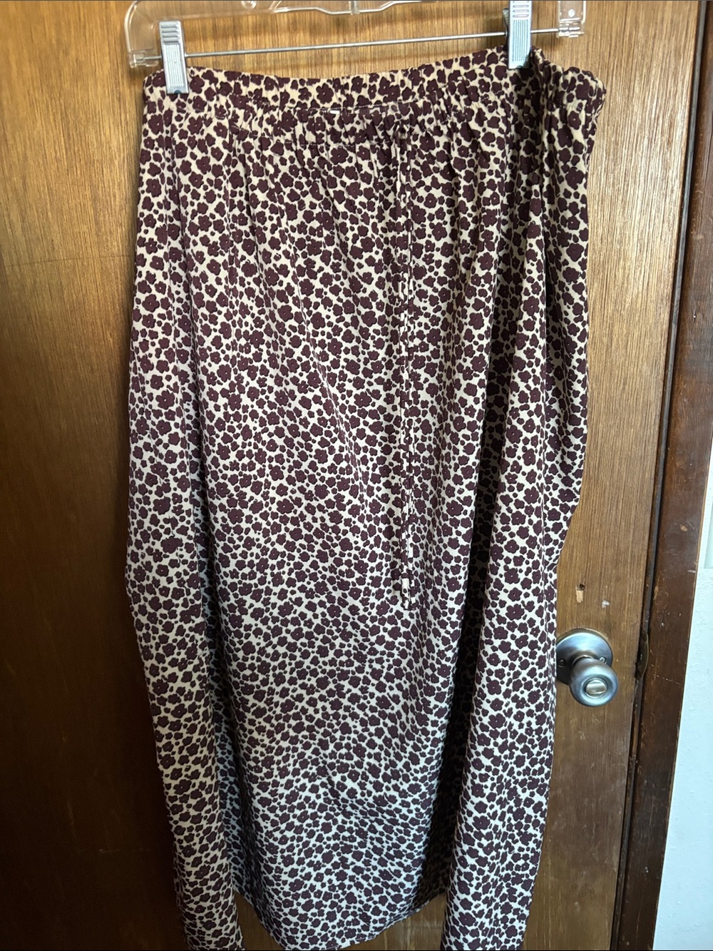 Maxi Skirt in Cream with Burgundy Leopard Print